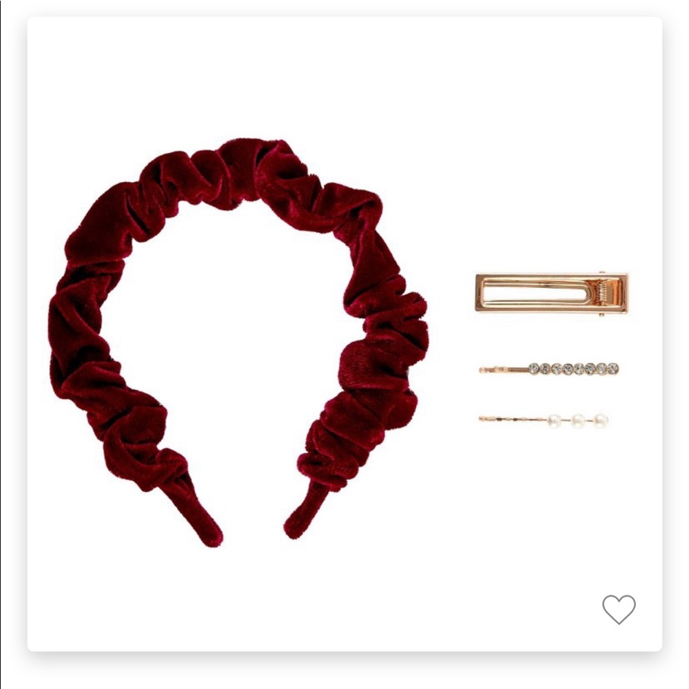 SCUNCI VELVET HEADBAND AND HAIRCLIPS SET NWT